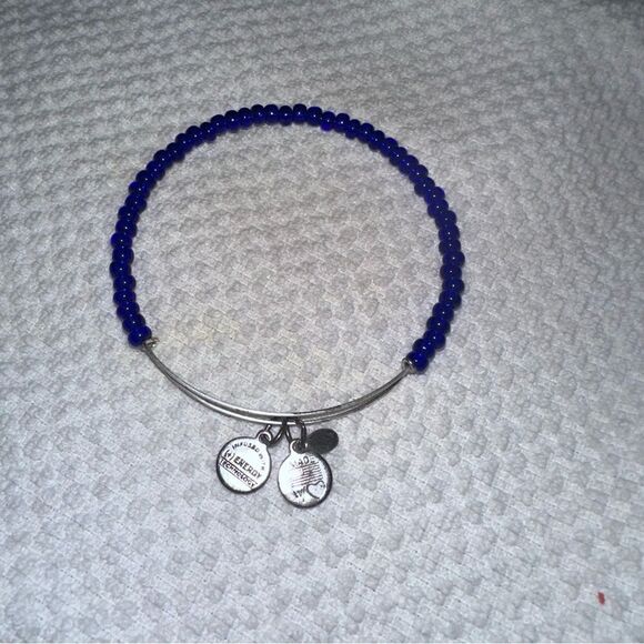 Alex & Ani silvertone royal / cobalt blue bead bracelet / bangle - Picture 1 of 2
